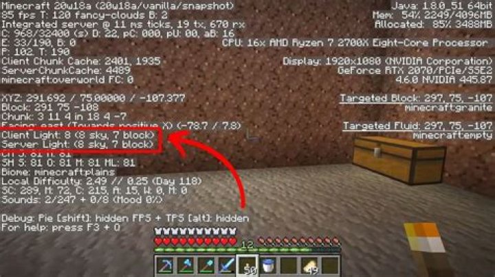 How to check light level in minecraft