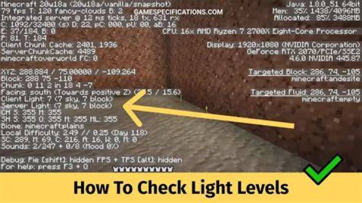 How to see light level minecraft