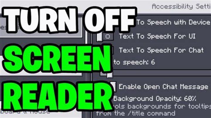 How to turn off screen reader minecraft